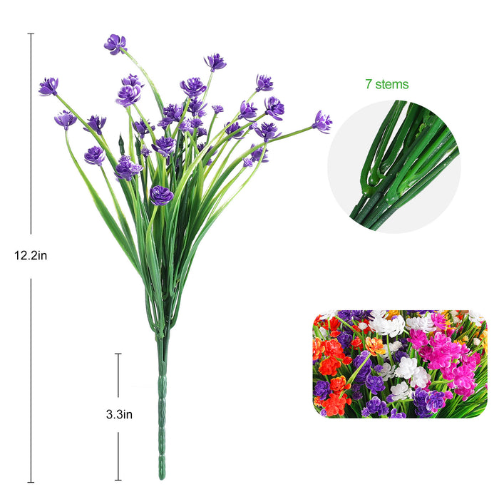 Bulk 8 Bundles Anti-UV Artificial Flowers for Outdoors Plastic UV Resistant Shrubs Plants for Garden Wedding Farmhouse Indoor Outdoor Decor Wholesale