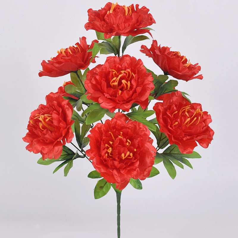 Bulk 19 inches Tall Peony Bush Artificial Cemetery Flowers Wholesale