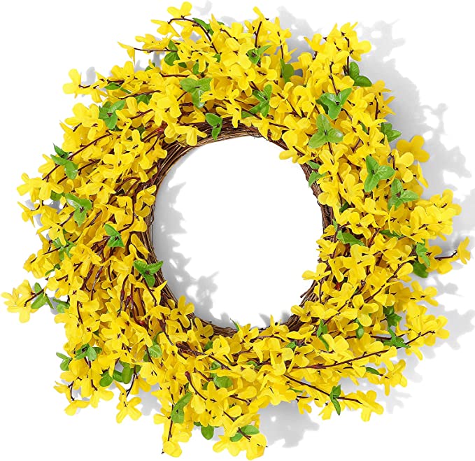 Bulk 20" Yellow Spring Forysythia Wreath Artificial Spring Flowers Wholesale