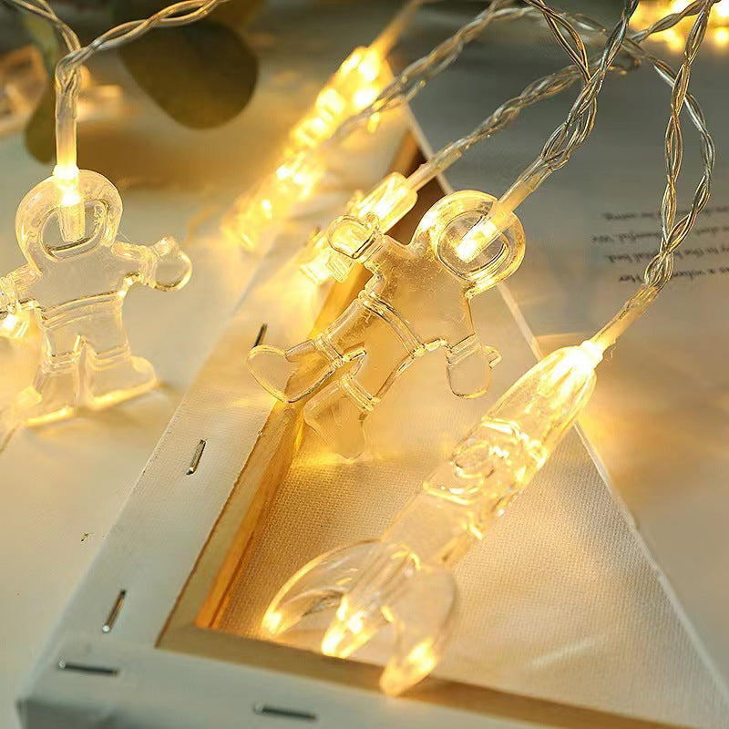 9.84 pies 20 LED cadena luz astronauta nave espacial cohete espacio exterior decoración de la habitación 