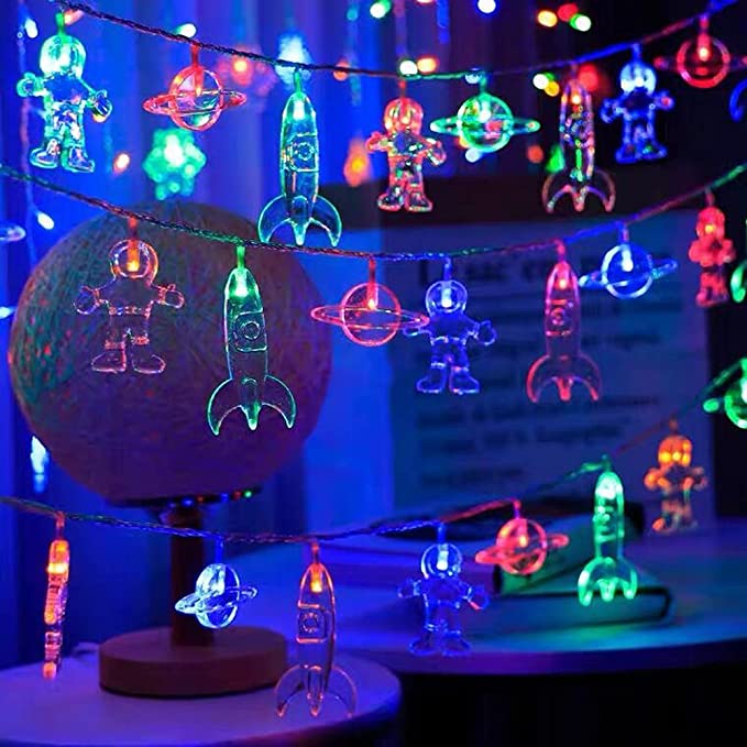 9.84 Feet 20 LED String Light Astronaut Spaceship Rocket Outer Space Room Decor