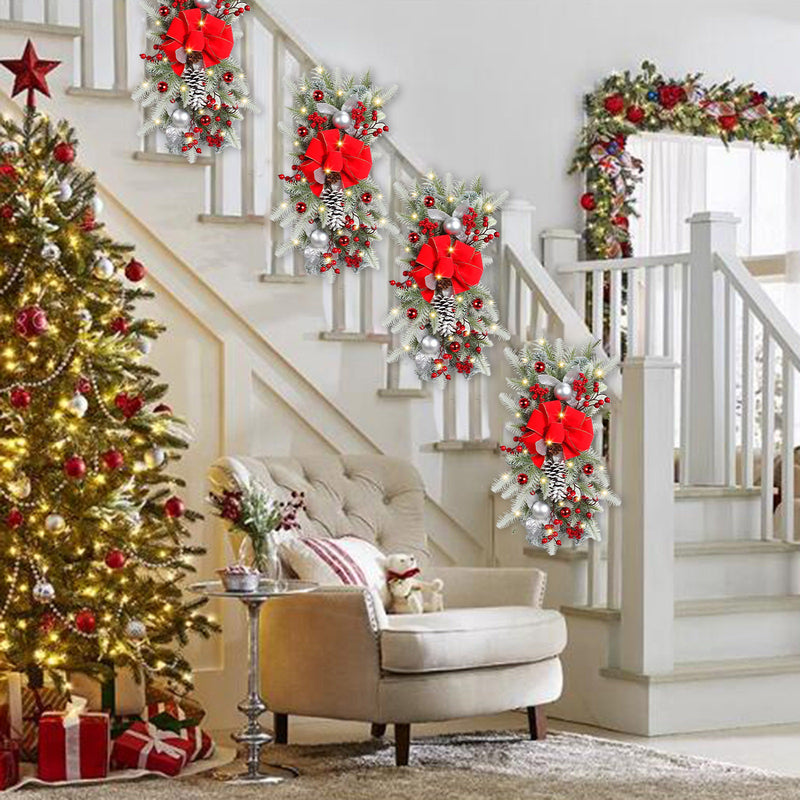 Bulk Led Christmas Hanging Garland and 20 Pcs Poinsettias Artificial Christmas Flowers with Clips Wholesale