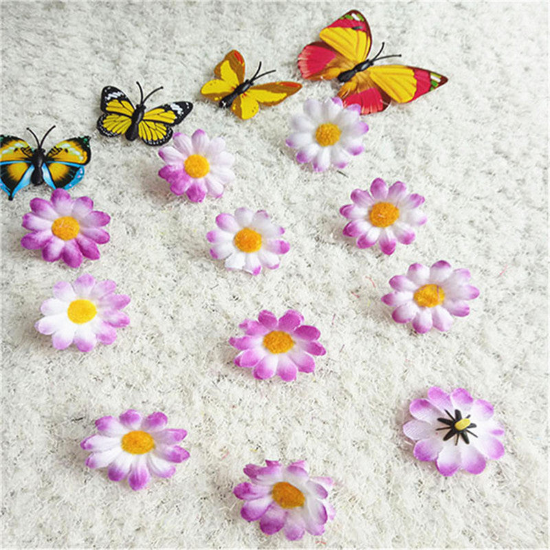 Lot de 20 têtes de fleurs de marguerite en soie pour fête de mariage et bricolage 