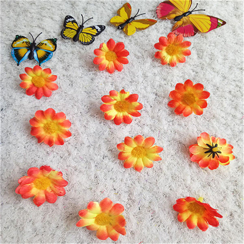 Lot de 20 têtes de fleurs de marguerite en soie pour fête de mariage et bricolage 