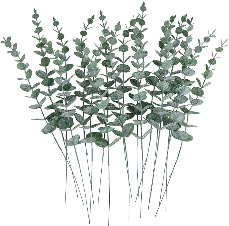 Lot de 12 feuilles d'eucalyptus artificielles en vrac, tiges, branches, toucher réel, décoration de verdure pour composition florale, bouquets de mariage, centre de table, vente en gros 