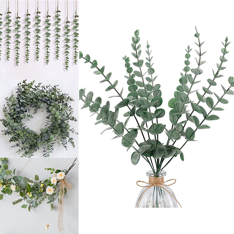 Lot de 12 feuilles d'eucalyptus artificielles en vrac, tiges, branches, toucher réel, décoration de verdure pour composition florale, bouquets de mariage, centre de table, vente en gros 
