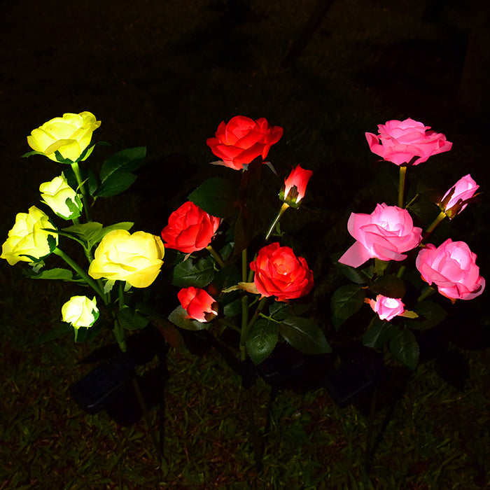 Luces de rosa de flores solares para exteriores de 27 "