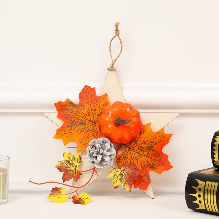 Bulk Mini Artificial Pumpkin Maple Pentagram Wreath for Thanksgiving Fall Party Wholesale