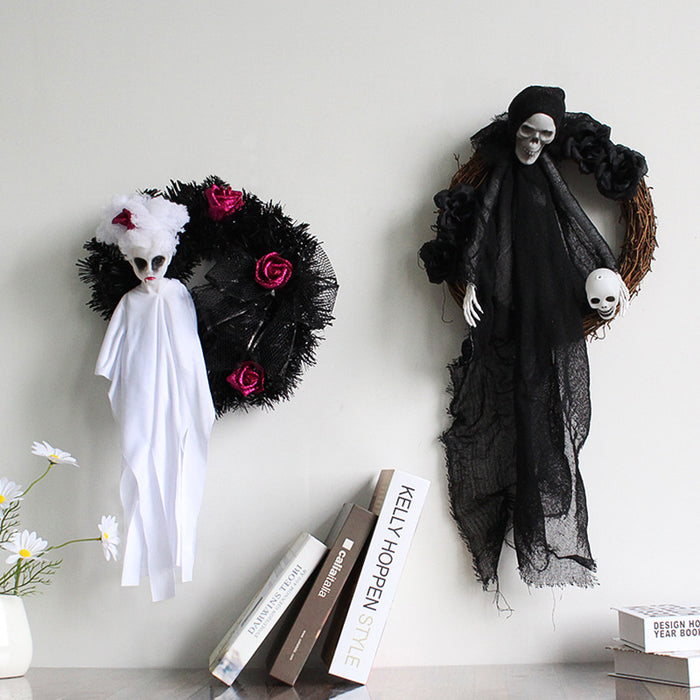 Bulk Halloween Horror Party Black Gauze Wreaths 15'' Wholesale