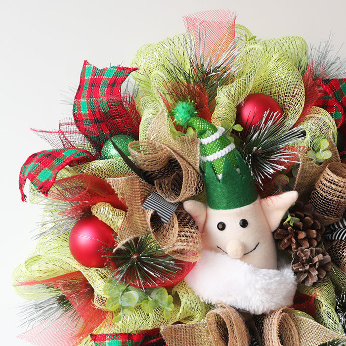Bulk 16" Christmas Elf Muppet Wreath Wholesale