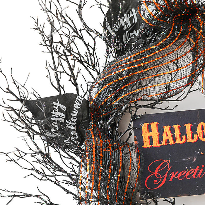Bulk Halloween Dead Twig Vine Black Wreath 20'' Wholesale