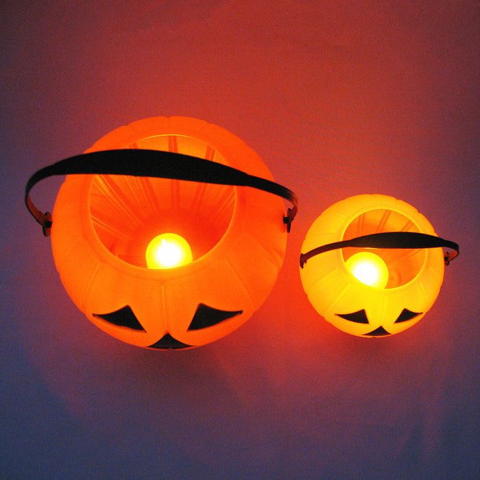 Cubo de dulces de calabaza portátil para niños de Halloween con luces 5''/7''