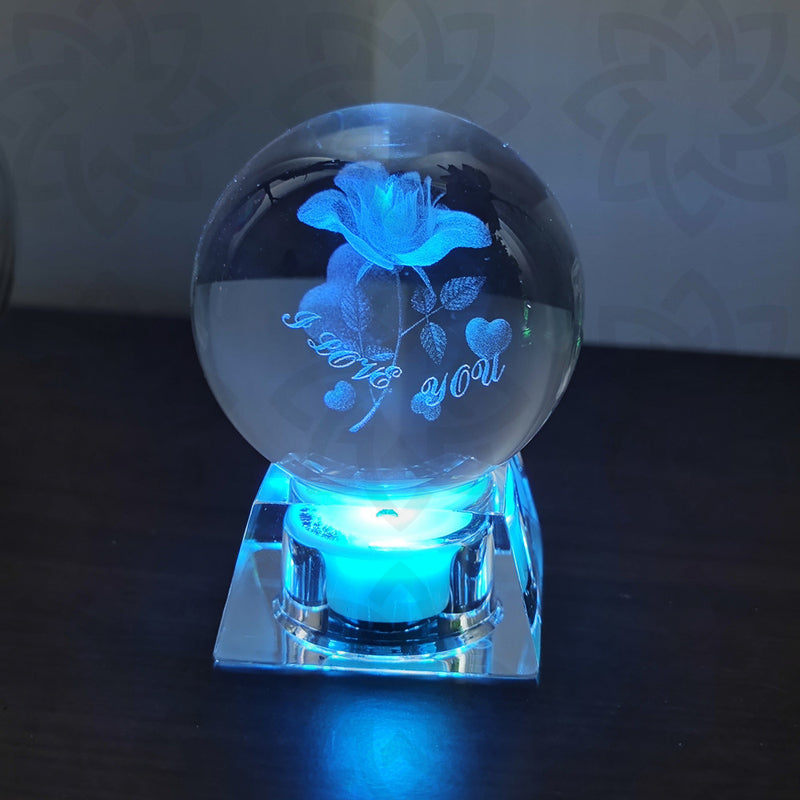 Veilleuse 3D en cristal rose en vrac Veilleuse trèfle avec base Cadeaux de fête des mères pour elle Vente en gros