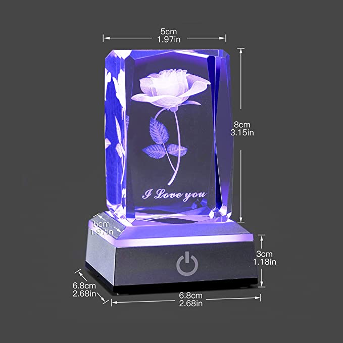 Lampe de nuit en cristal rose 3D en vrac, lampe de décoration d'intérieur, figurine, cadeaux de fête des mères, vente en gros