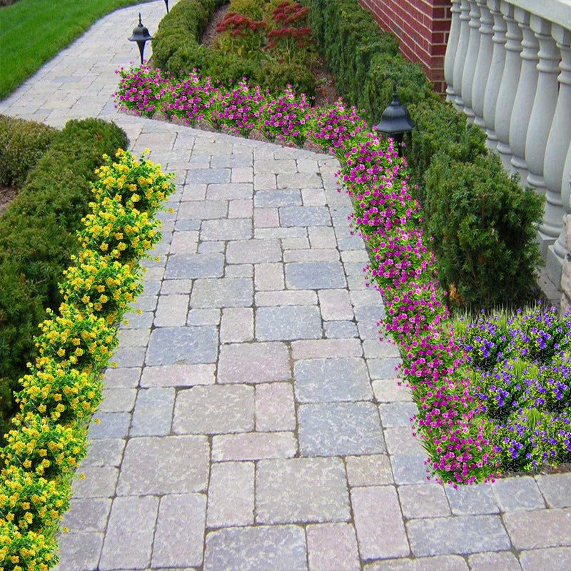 A granel 8 piezas de plantas verdes artificiales flores arbustos resistentes a los rayos UV para exteriores macetas colgantes caja de ventana porche delantero decoraciones de interior al por mayor