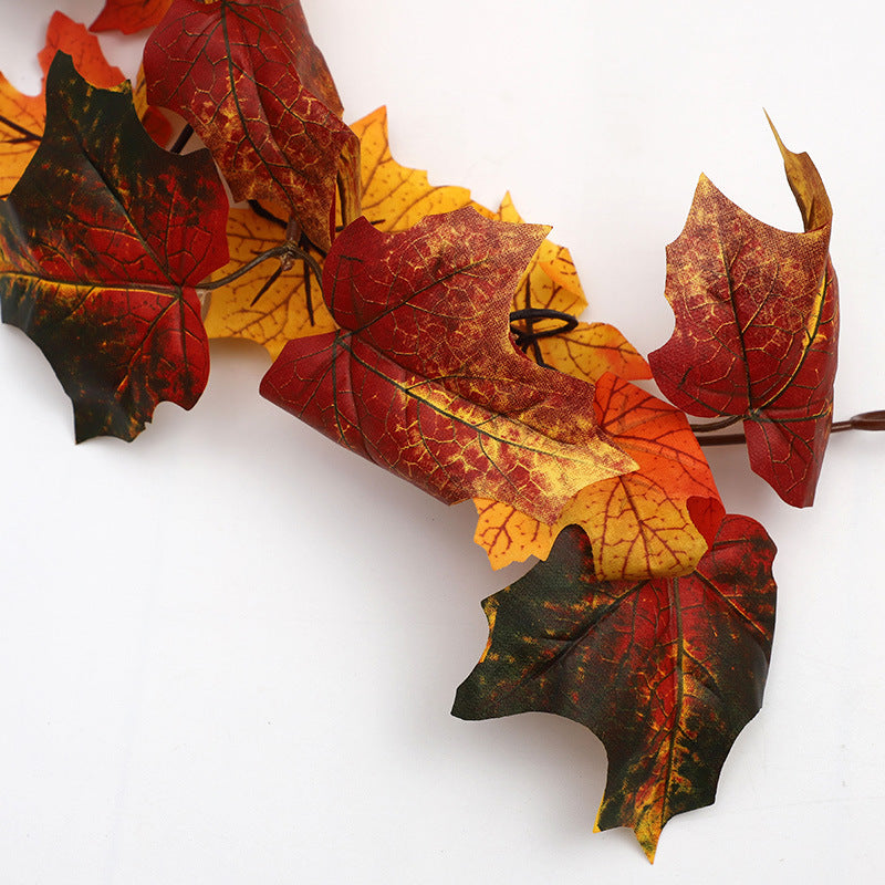 Thanksgiving Halloween Maple Rattan Garland 69''