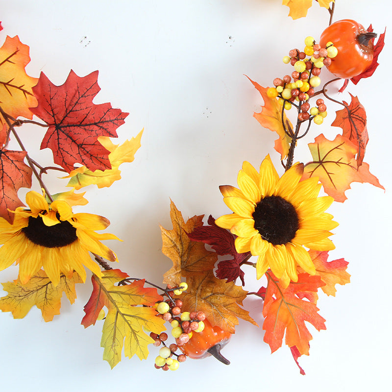 Bulk 68" Fall Maple Leaf Garland Hanging Vine with Sunflower Pumpkin Wholesale