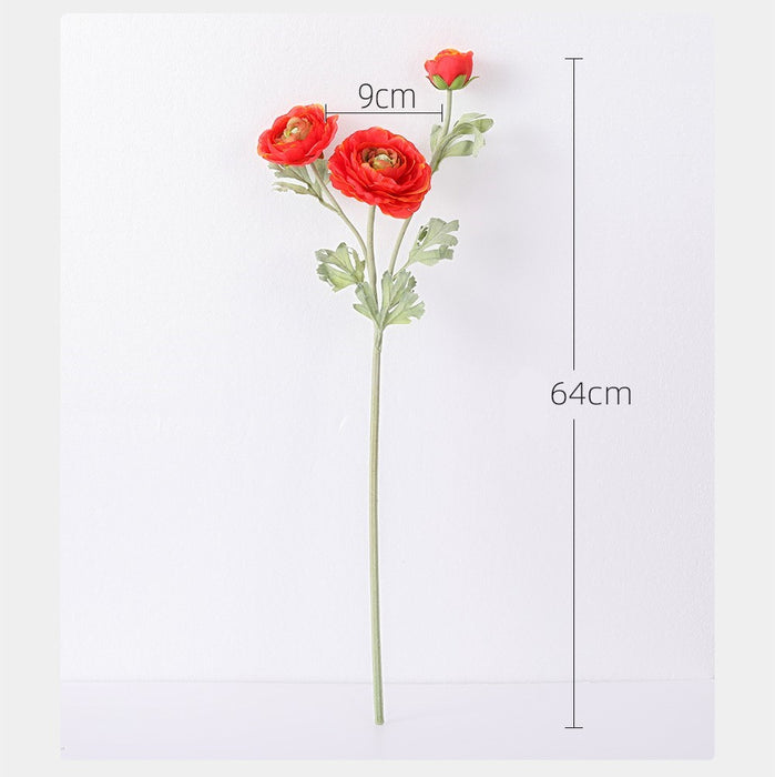 Bulk 25" Long Ranunculus Flowers with Real Touch Stem Spray 3 Heads Artificial Persian Buttercup  Wholesale