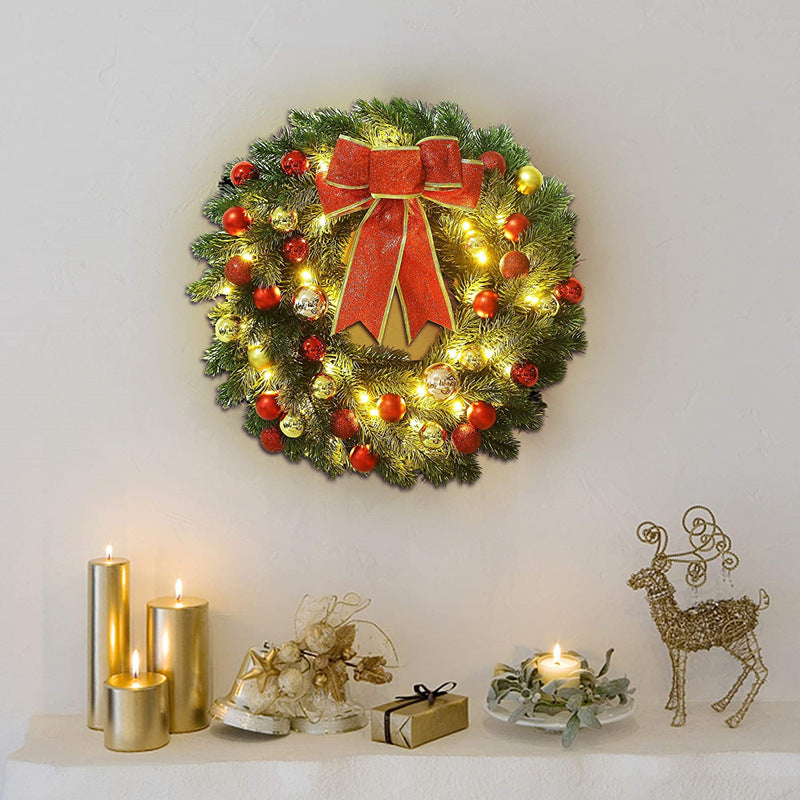 Bulk Pre-lit Christmas Wreath with Bow and Ball Ornaments Wholesale