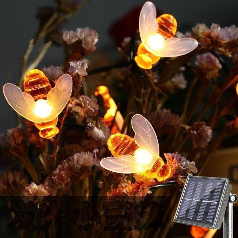 Guirnalda de abejas a granel, luces LED de energía Solar, decoración navideña, venta al por mayor 