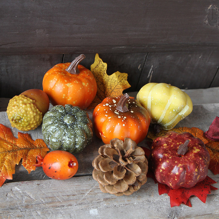Decoración de otoño de cosecha de arce de calabazas pequeñas artificiales de Halloween