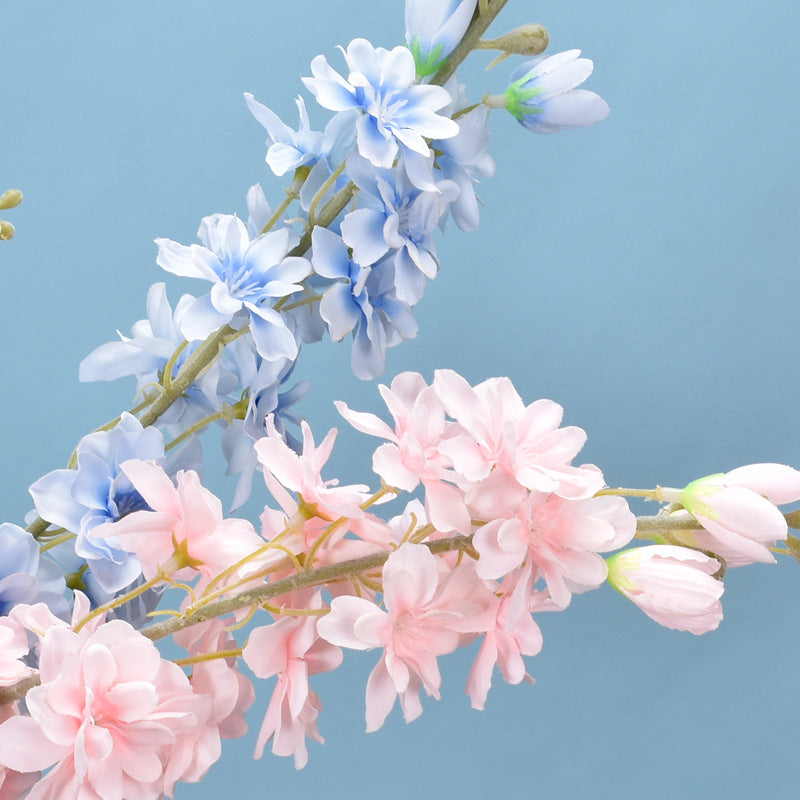 Flor de nacimiento de julio a granel, 3 piezas, tallos de Delphinium, flor de seda artificial 