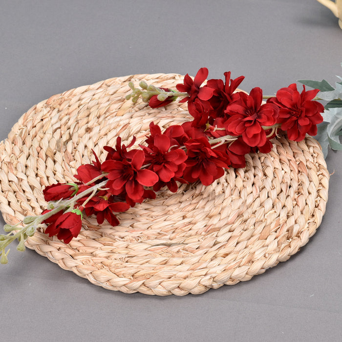 Flor de nacimiento de julio a granel, 3 piezas, tallos de Delphinium, flor de seda artificial 