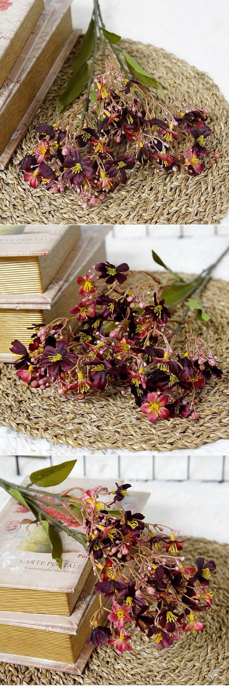 Daphné artificielle en vrac Odora rétro automne rustique cottage fleur d'automne avec tige de feuillage 27 pouces en gros 