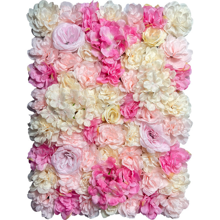 Bulk 11 Sq ft. | 4 Panels Artificial Rose Black Hydrangea Wedding Decor Flower Wall Mat Backdrop UV Protected Wholesale