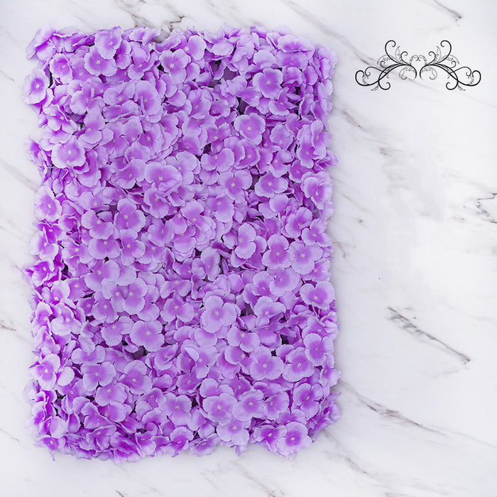 Bulk 4 Paneles Artificial Hydrangea Flower Wall Mat Telón de fondo Protección UV al por mayor