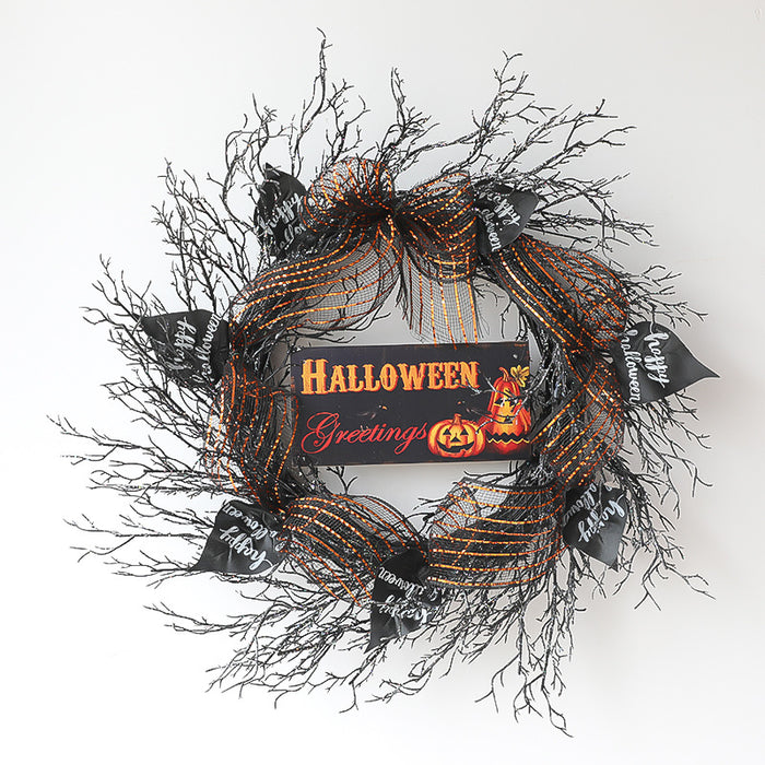 Bulk Halloween Dead Twig Vine Black Wreath 20'' Wholesale