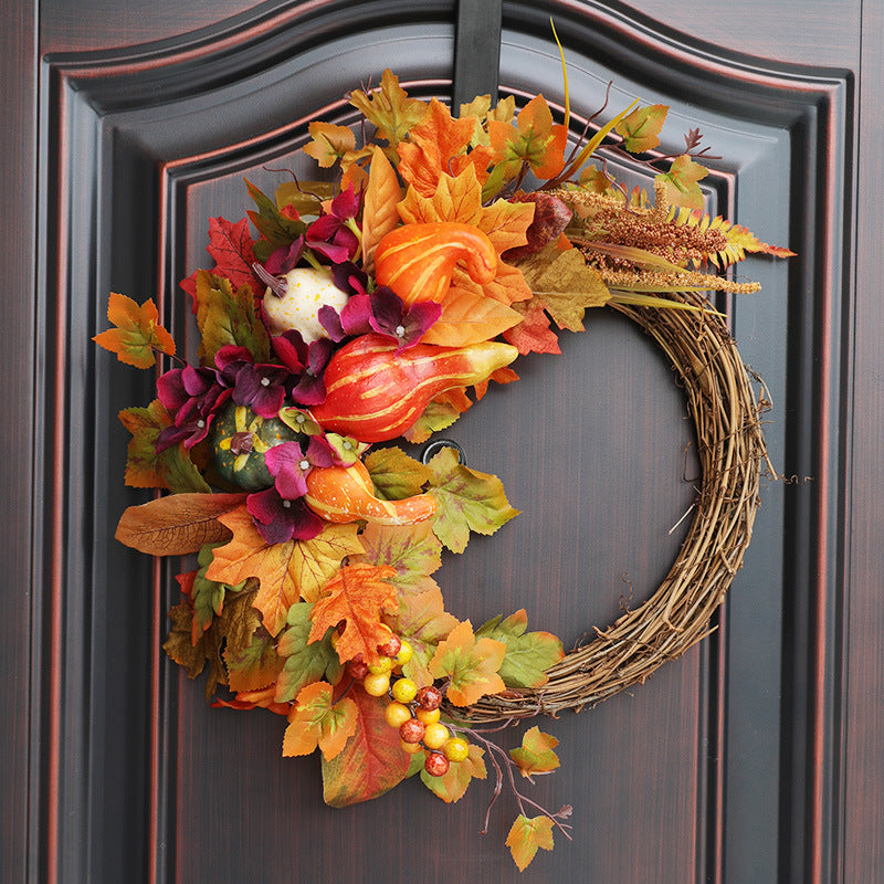 Bulk Thanksgiving Harvest Autumn Harvest Pumpkin Berries Wreath 18'' Wholesale