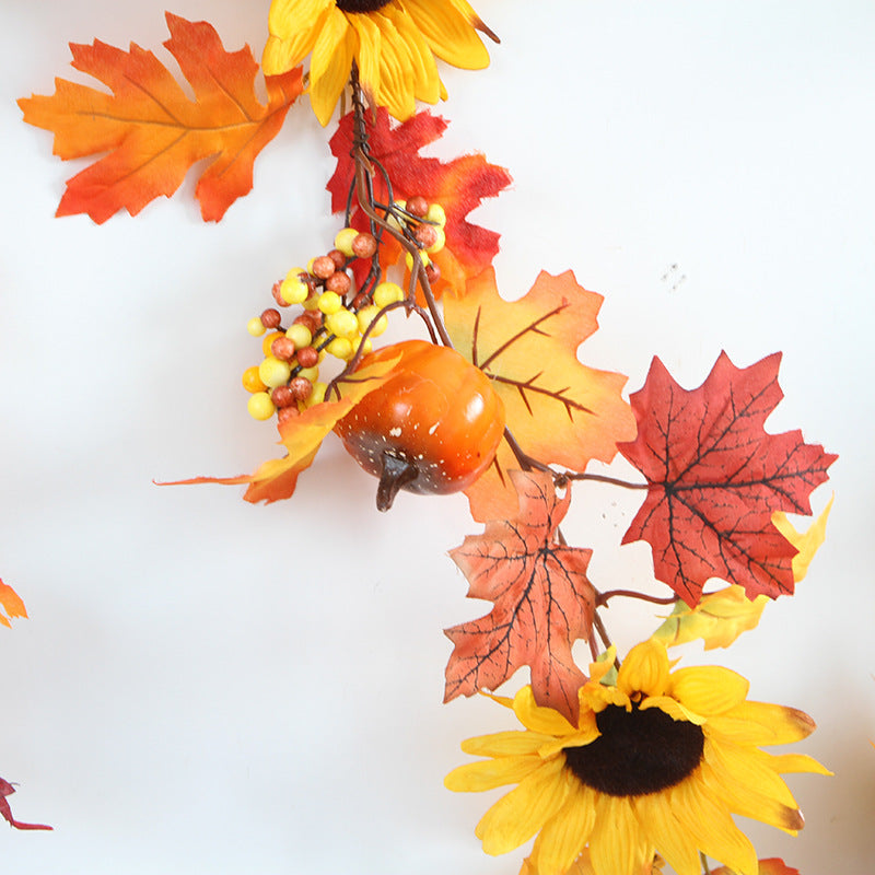 Bulk 68" Fall Maple Leaf Garland Hanging Vine with Sunflower Pumpkin Wholesale