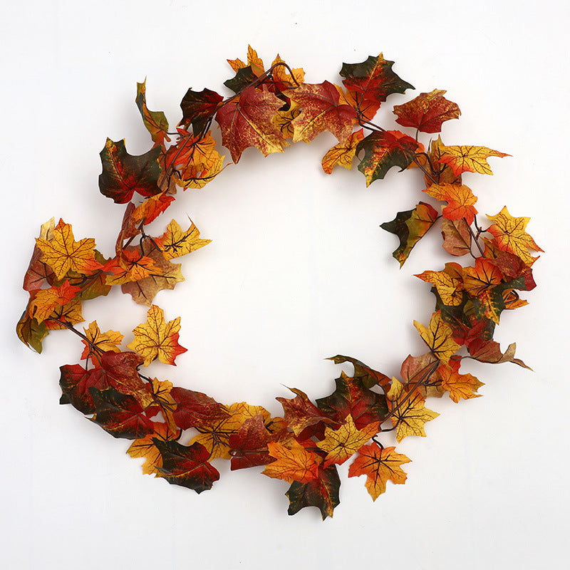Thanksgiving Halloween Maple Rattan Garland 69''