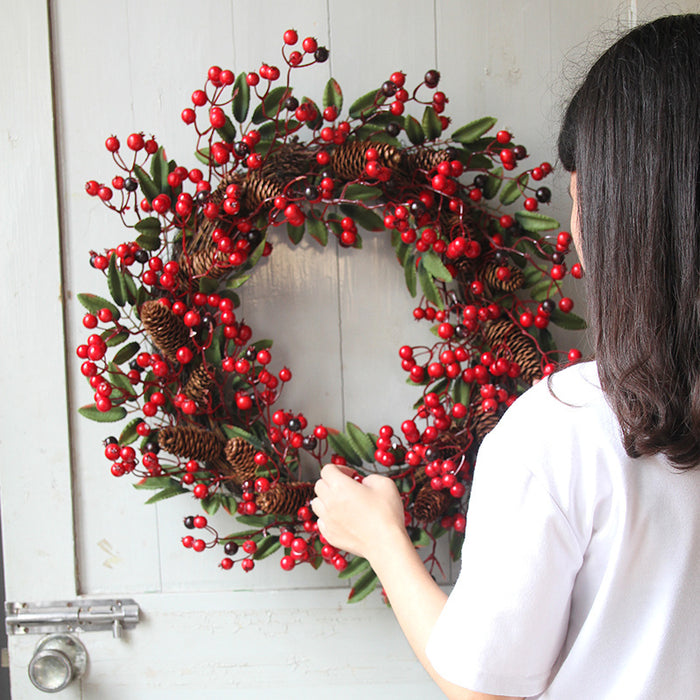 Bulk 24" Christmas Wreath with Red Berries and Pine Cones Wholesale