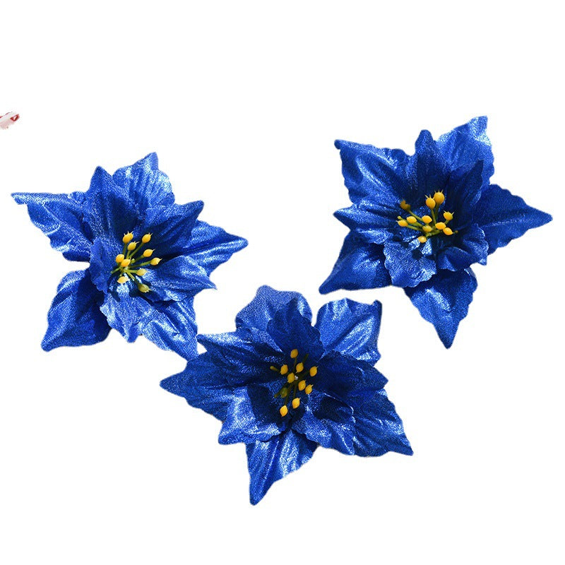 Clearance Bulk 50 Pcs Poinsettia Christmas Flowers for Christmas Tree Ornaments Wholesale