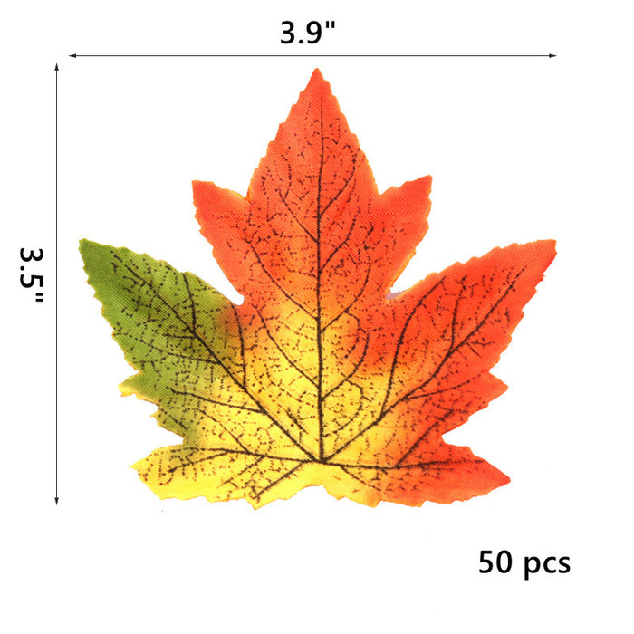 Bulk 50Pcs Fall Artificial Maple Leaves Silk Leaves Autumn Party Halloween Centerpiece Wholesale