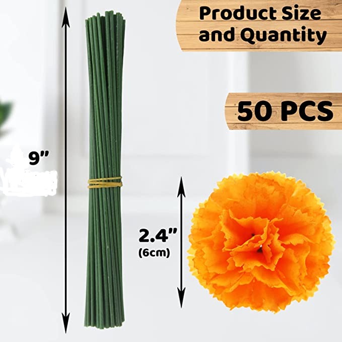 Bulk 50Pcs Artificial Marigold Flower Heads with Detachable Stems Wholesale