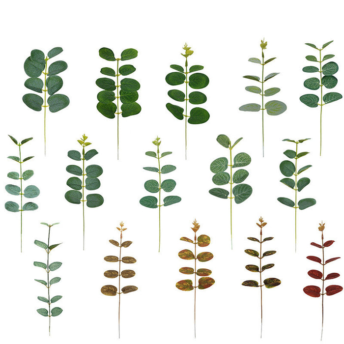 50 piezas de tallos de hojas de eucalipto artificiales a granel