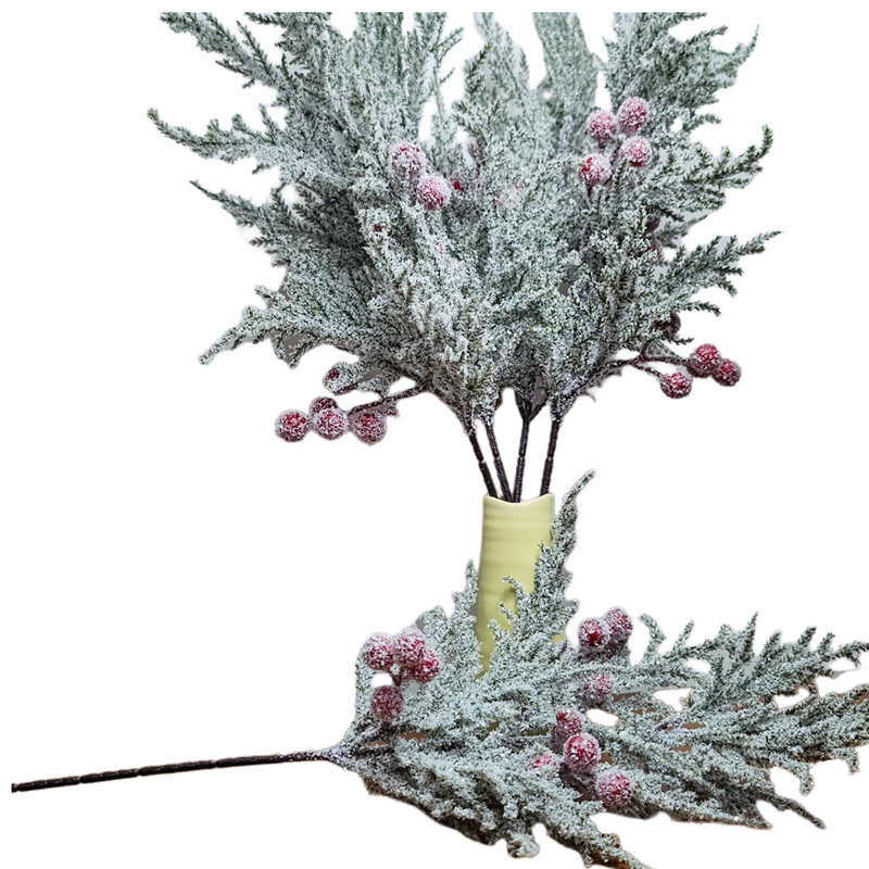 Bulk 21" Snowy Artificial Cedar Picks with Red Berries Wholesale