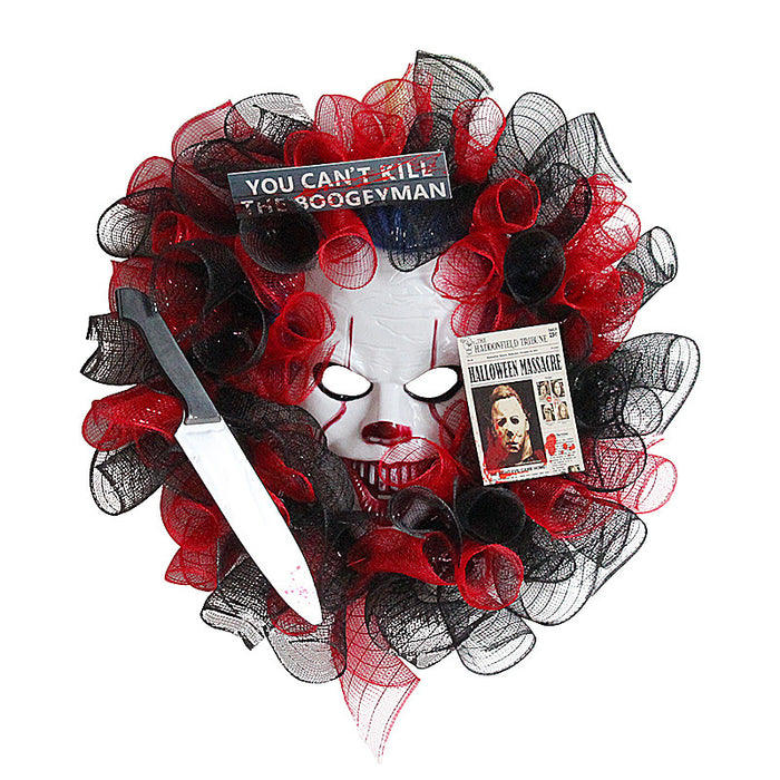 Máscara de malla negra de Halloween Joker Wreath 16'' 