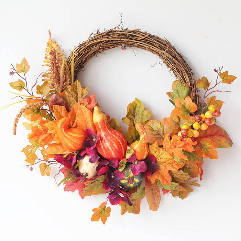 Bulk Thanksgiving Harvest Autumn Harvest Pumpkin Berries Wreath 18'' Wholesale