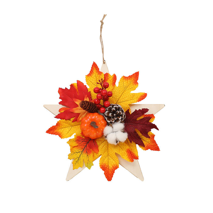 Bulk Mini Artificial Pumpkin Maple Pentagram Wreath for Thanksgiving Fall Party Wholesale