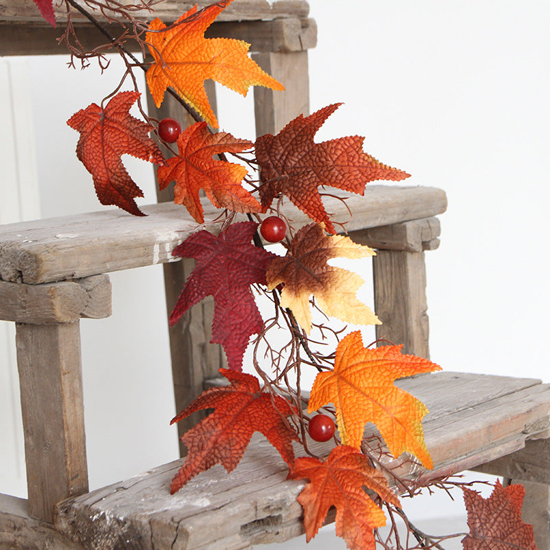 Bulk 68" Fall Maple Leaf Garland Hanging Vine with Sunflower Pumpkin Wholesale