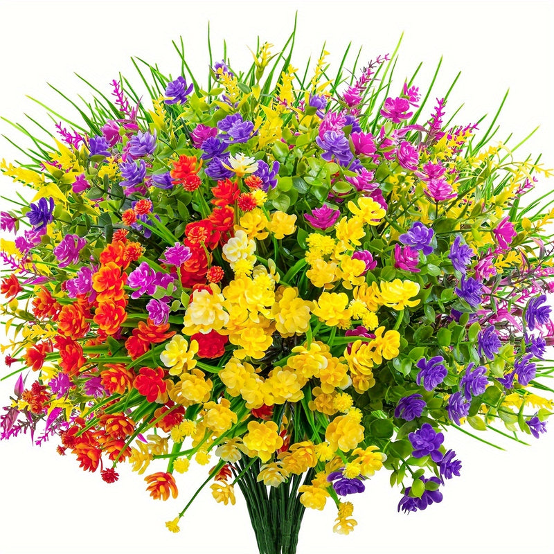 Clearance Bulk 16 Bundles Mixed Outdoors Plastic Plants Artificial Flowers UV Resistant Wholesale