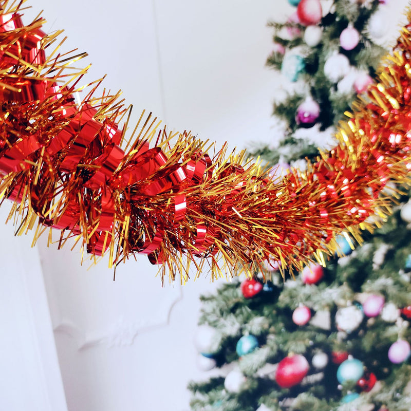 Guirnalda de oropel de Navidad a granel de 65 pies, decoraciones para árboles de Navidad al por mayor