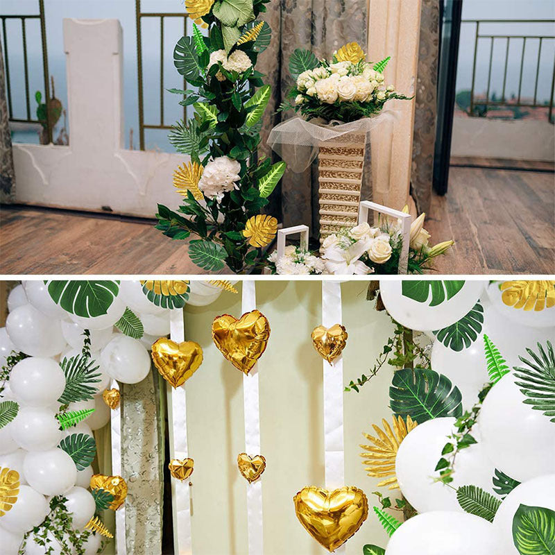 Bulk 66pcs Palm Leaves for Tropical Party Greenery Golden Leaves Artificial Wholesale