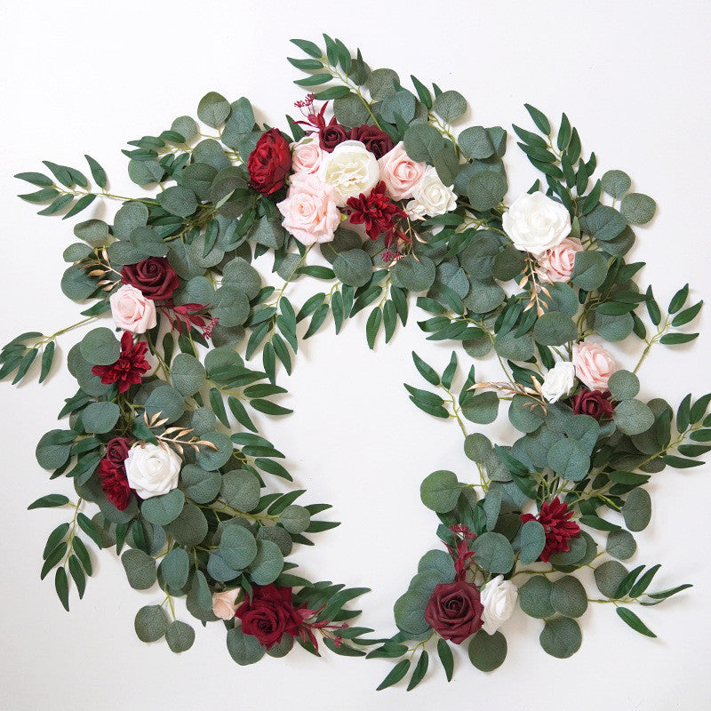 Bulk 6 Feet Eucalyptus and Willow Leaf Garland with Peony Flowers for Wedding Wholesale