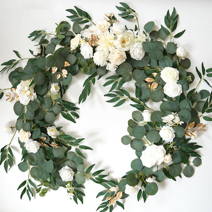 Guirnalda de hojas de sauce y eucalipto de 6 pies a granel con centro de flores para bodas al por mayor