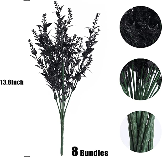 Bulk 8Pcs Halloween Black Bush Shrubs Plants Artificial for Outdoors UV Resistant Wholesale